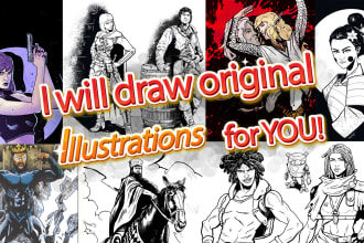 draw illustrations, fanarts, character design for you