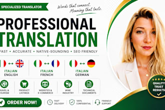 translate websites, product listings and documents into italian