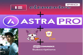 install elementor pro,astra pro agency bundle,woozone, woocommerce subscriptions