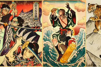 do a japanese or asian retro classic ukiyo e style art