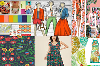 create and illustrate  pattern design for textile, fashion