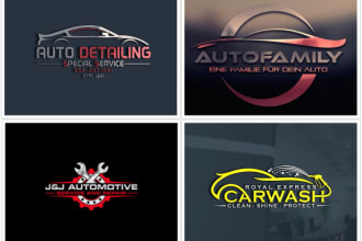create unique auto dealership detailing and spare parts logo