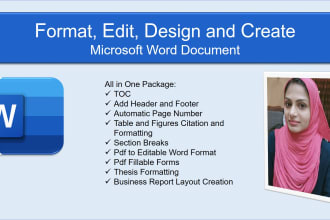 format, edit, design, create microsoft word document