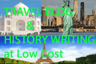 do travel blog and history writing at low cost
