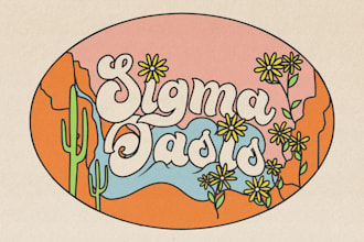 draw a psychedelic retro logo