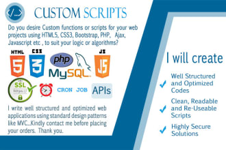 create custom php script,php api, javascript, mysql database website