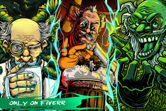 design custom cartoon character illustration for your brand, album cover ,tshirt