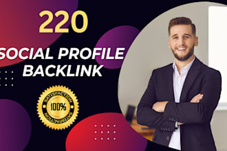 manually 200 social media profile backlinks for website SEO