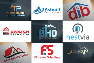 do premium real estate construction plumbing logo design