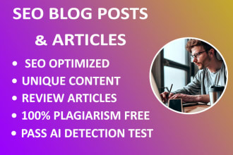 write SEO article writing and blog posts or anything for you
