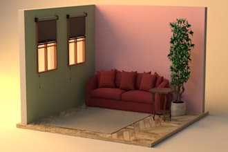 design stunning lowpoly 3d room models