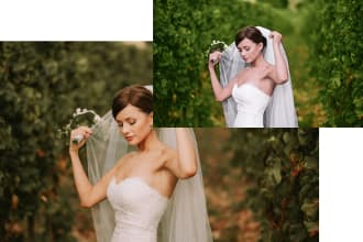 wedding photo retouching with color correction