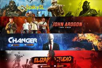 design gaming or anime banner for youtube, twitter, facebook