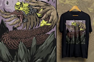 draw detail illustration for tshirt or merchandise