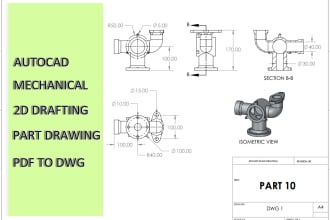 draw autocad 2d mechanical product drawing