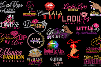 design glamorous lip gloss,nails,jewelry,cosmetics,boutique logo