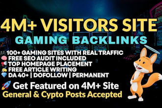 build powerful backlinks on homepage 4m visitors gaming site