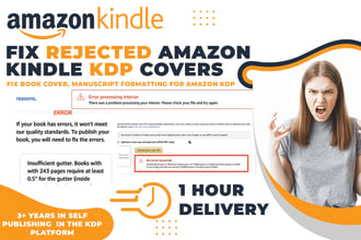 fix rejected amazon kindle KDP book cover designs formatting