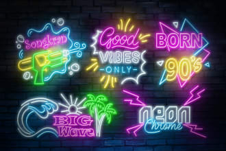 design custom neon logo as realistic sign
