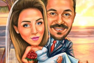 create an awesome couple cartoon caricature