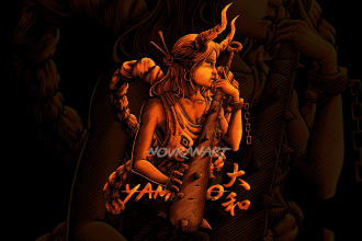 draw detailed dark art with woodcut or linocut style