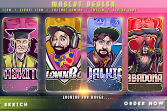 design eyecatching mascot for youtube, twitch and discord