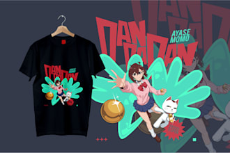 create amazing anime or cartoon t shirt design