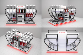 design creative 3d product display gondola and counter top