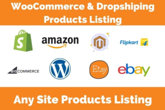 shopify listing and products upload any ecommerce store