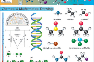 do chemical, molecule drawing and mathematical line art