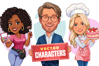 design cartoon character, caricature or mascot in vectors