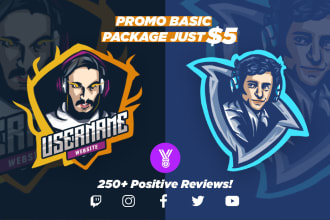 design gaming mascot logo for youtube, twitch, esports team