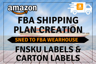 create amazon fba shipping plan with fnsku, carton labels