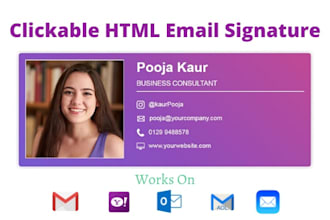 design a clickable HTML email signature