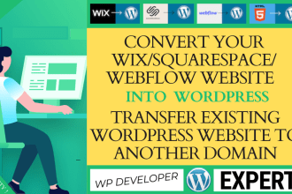 convert clone wix, squarespace, webflow to wordpress