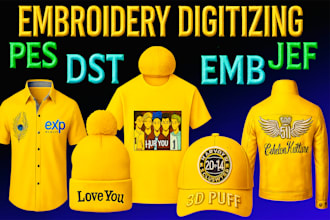 convert logo into embroidery digitizing file dst pes jef emb in 1 hour