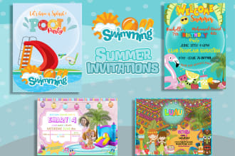 do summer birthday invitation, pool, splash, aloha, beach theme