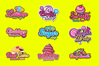 design candy cake chocolate sweets bakery and food logo