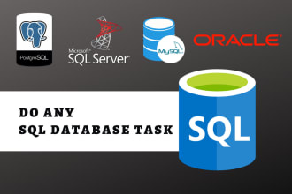 do database design, sql query, mysql, oracle database, sql server, sql database