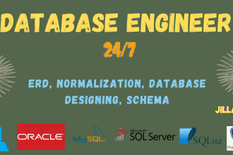design database, sql queries, mysql, sqlite, oracle and postgresql