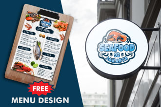 design restaurant cafe food logo with free menu design