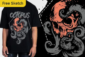 make skull illustration with detailed design for you