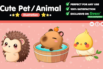 draw cute kawaii animal pet doodle cartoon illustration art sticker icon mascot