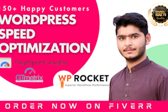 do speed up and optimize wordpress with wp rocket, gtmetrix in 24 hour