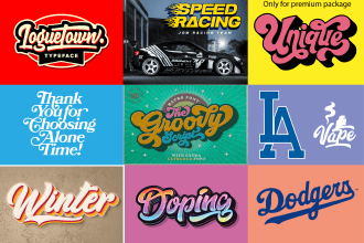 design font, custom text, typography, hand drawn, script, lettering, urban logo