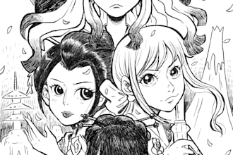 draw any comic and illustration in black and white