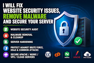 secure website with security audit, malware removal and server hardening