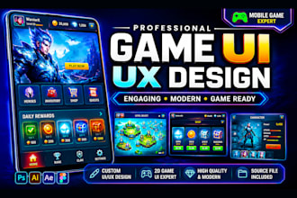 design aaa quality game UI UX for mobile and PC games