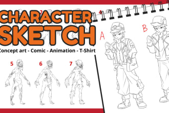sketch original character illustration for concept art comic