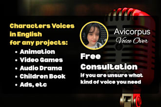 provide character voice over in english